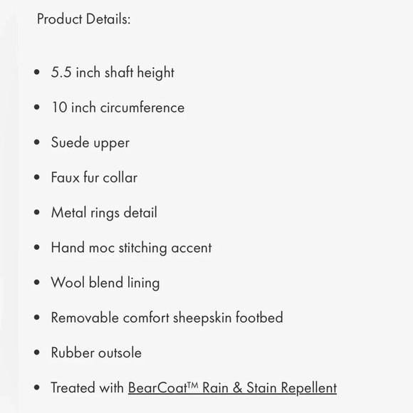 BEARPAW Monet Cow suede,wool blend,sheepskin Never wet,faux fur collar Moc boot - Picture 16 of 16